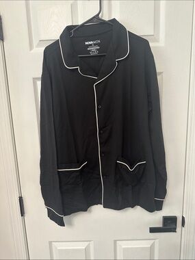 Black Contrast-Trim Men’s Sleepwear top-new